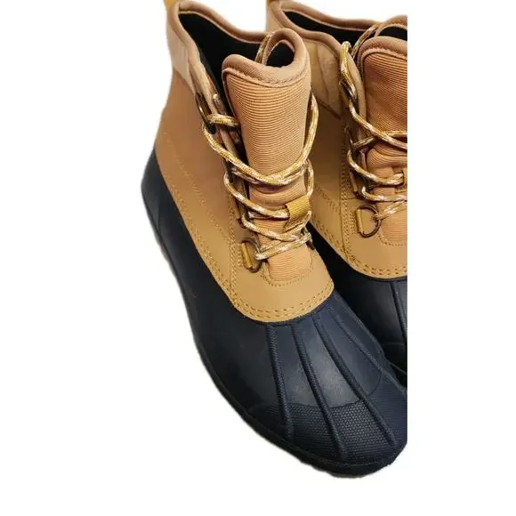 Universal Thread Women's 10 Duck Boots Waterproof Rain Lace Up Tan Black Ankle - Picture 3 of 16